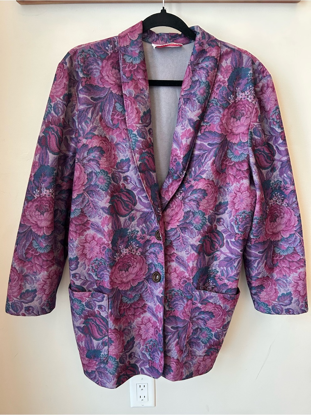 Vintage Functionals Collection Floral Tapestry Blazer Purple Pink Boho Chic XL - Picture 3 of 12